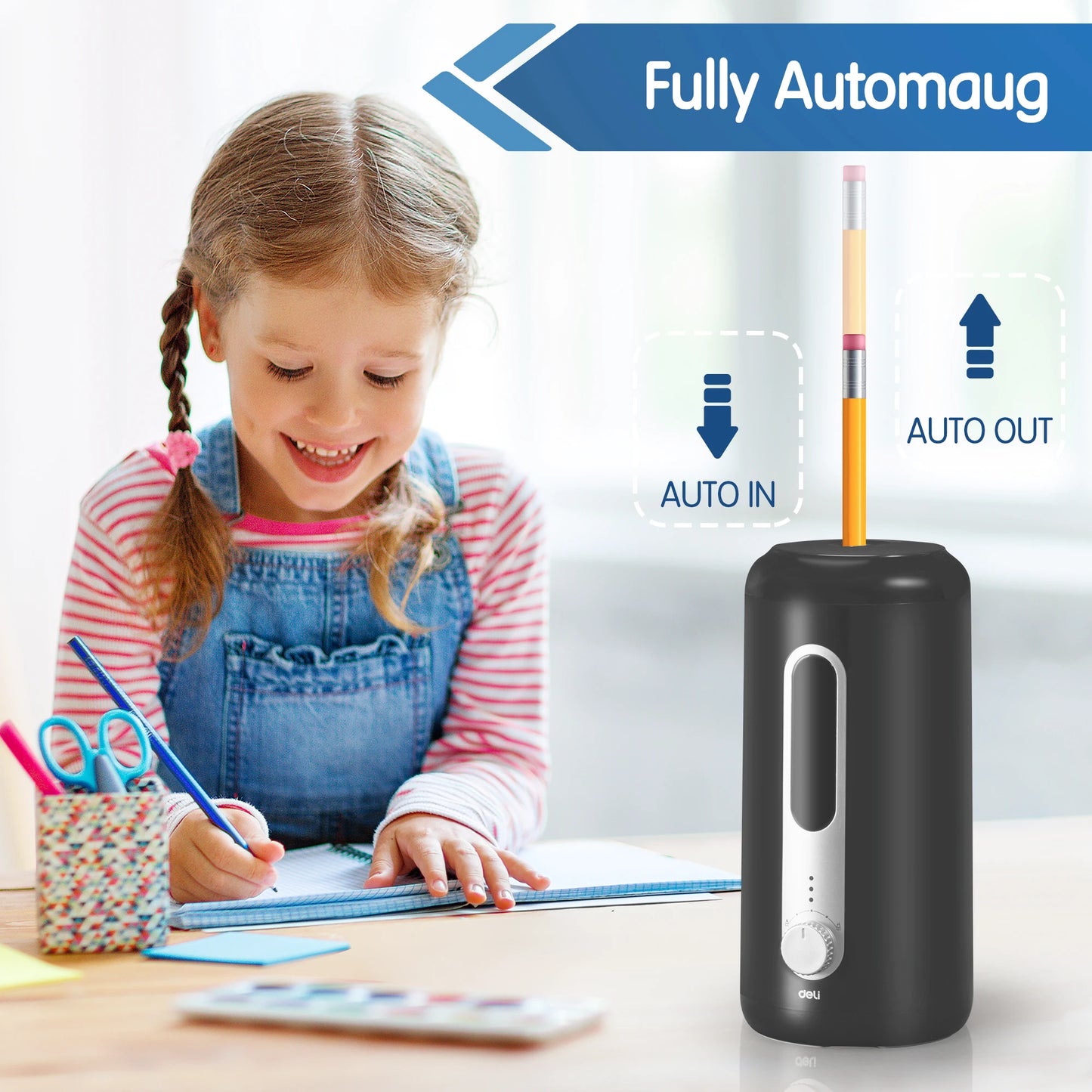 Deli Electric Pencil Sharpener Fully Automatic Auto In Out