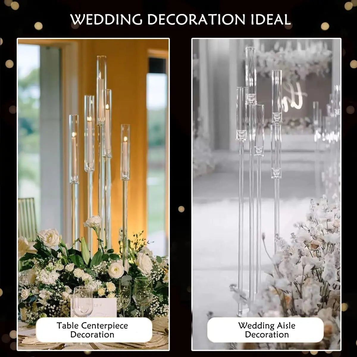 Vincigant 2-Piece 5-Arm Acrylic Floor Candelabra Wedding Centerpiece