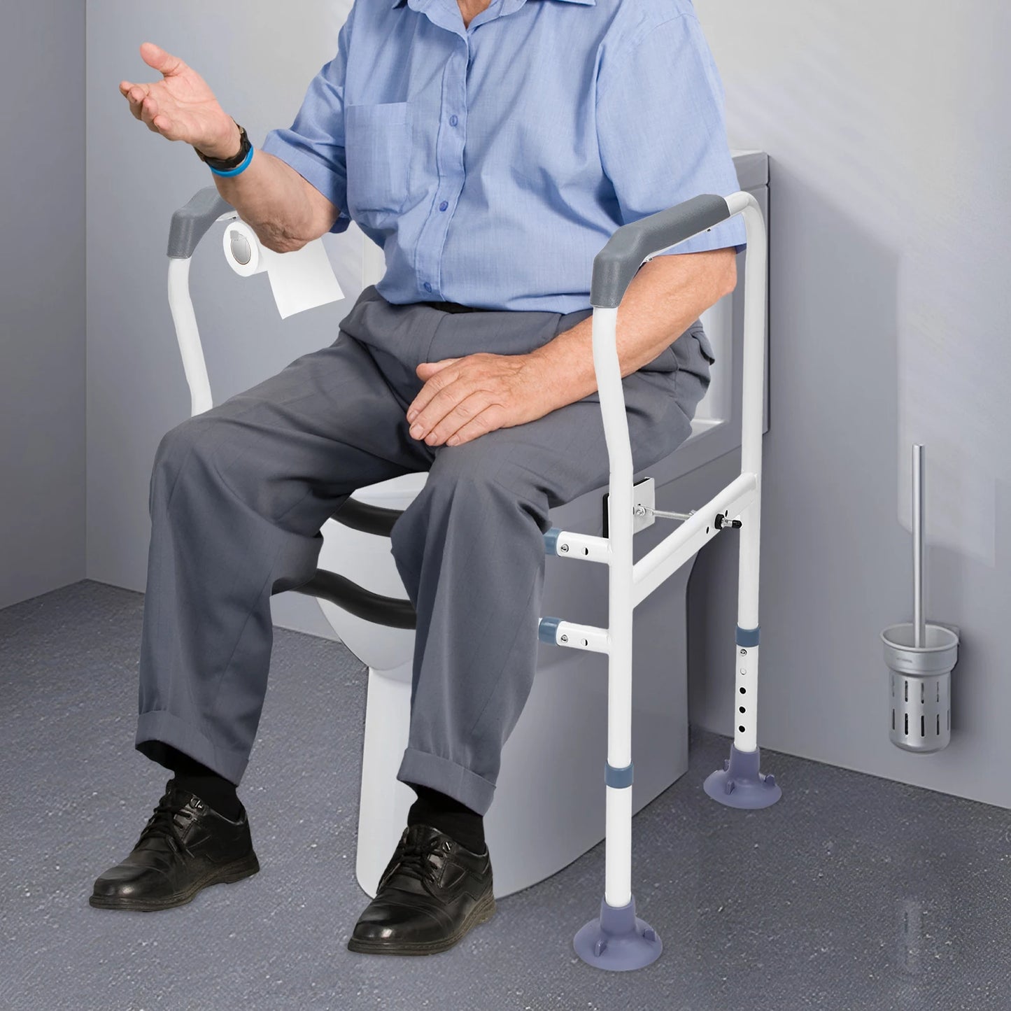 Clamp Adjustable Anti Slip Safety Toilet Handrail For Shower