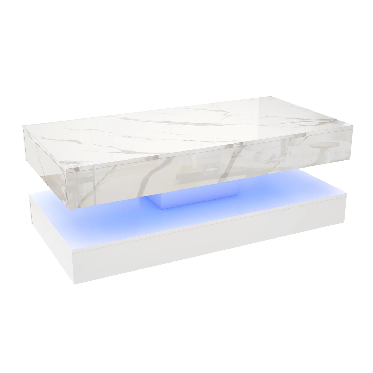QiaoShiRen Modern Coffee Table With LED Lights And Storage Drawers