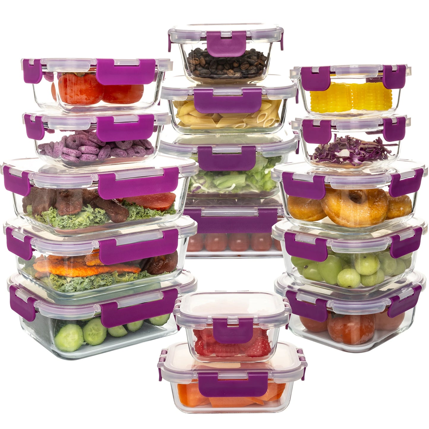 Glass Food Storage Containers Set Leakproof Airtight BPA Free Microwave Safe