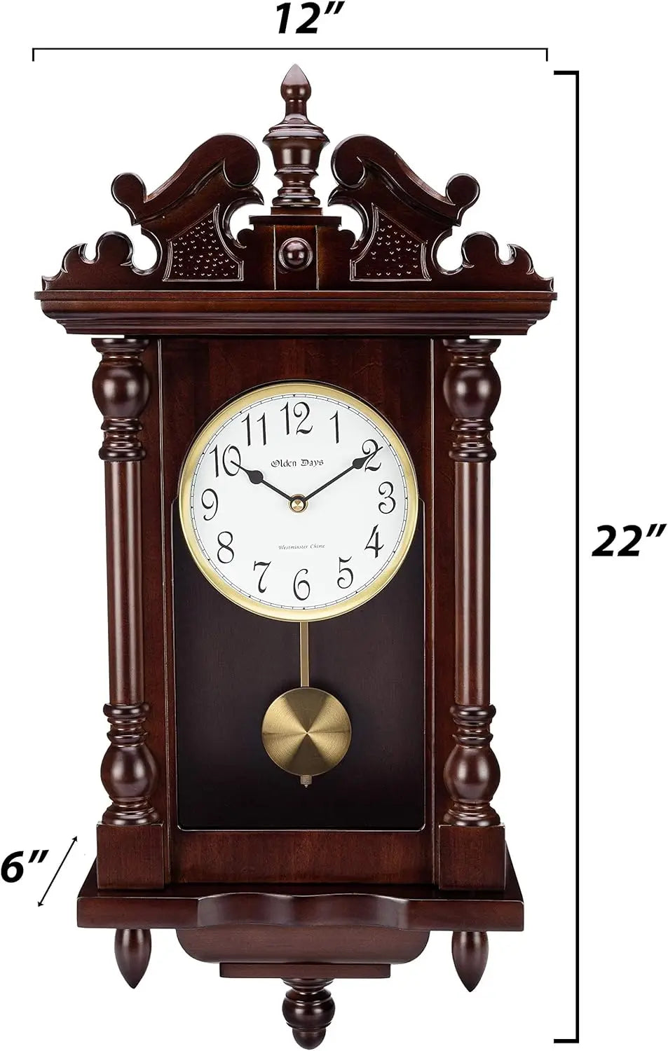 DUTRIEUX Vintage Wall Clock With Real Wood Pendulum Westminster Chimes
