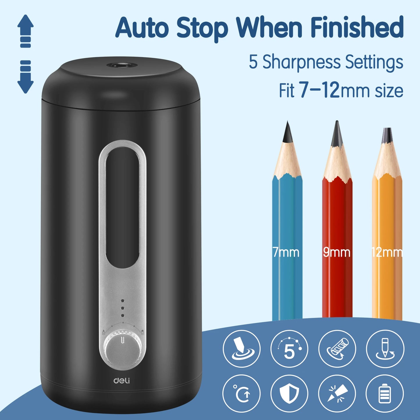 Deli Electric Pencil Sharpener Fully Automatic Auto In Out