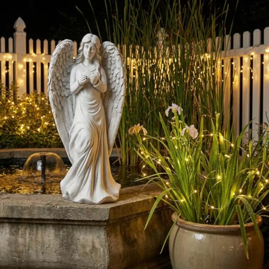 SHXI Standing Angel Garden Statue Outdoor Decor Stone