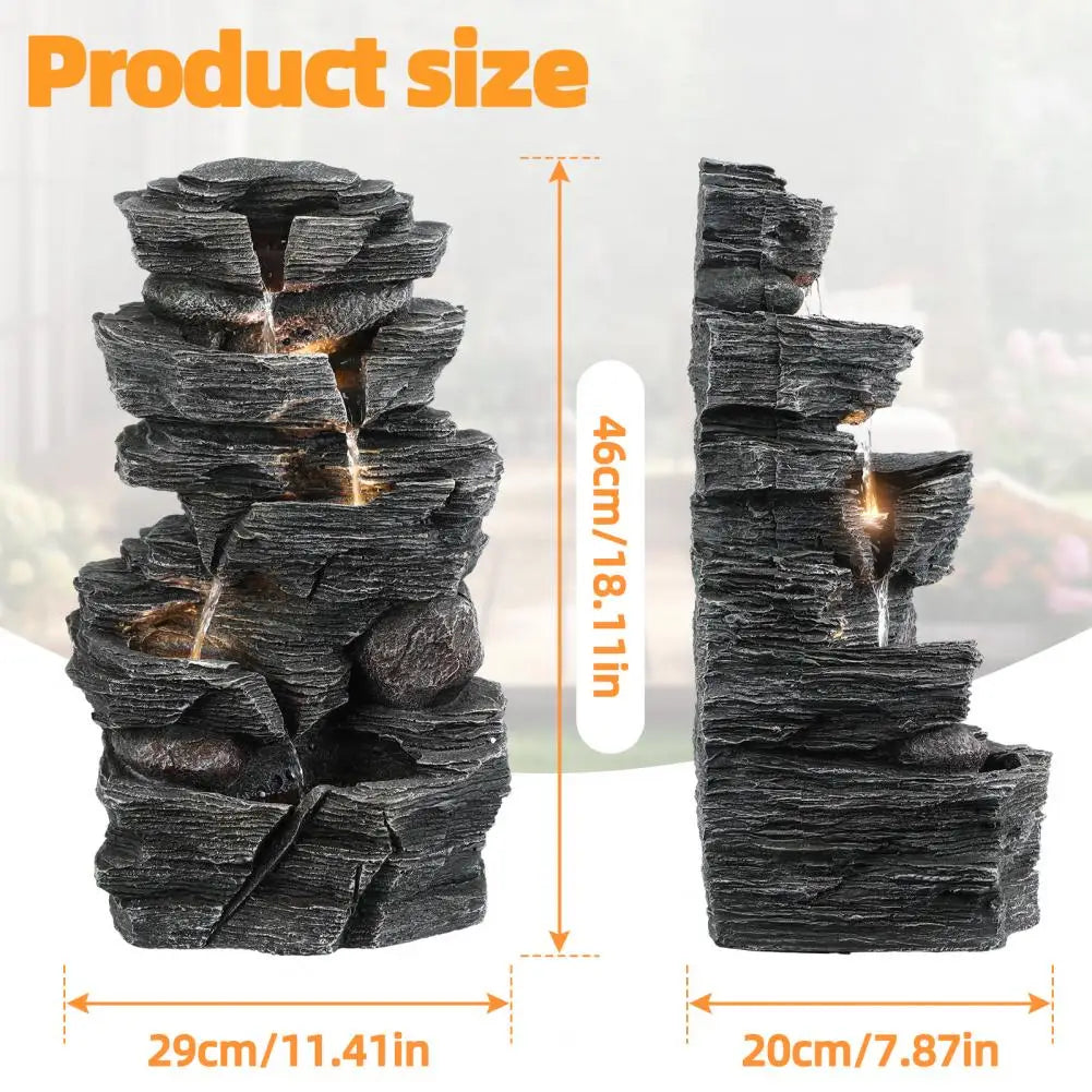 Waterfall-style Rock Water Feature Fountain, Garden Waterfall Decoration, Suitable For Courtyards, Porches, And Home Art Decor