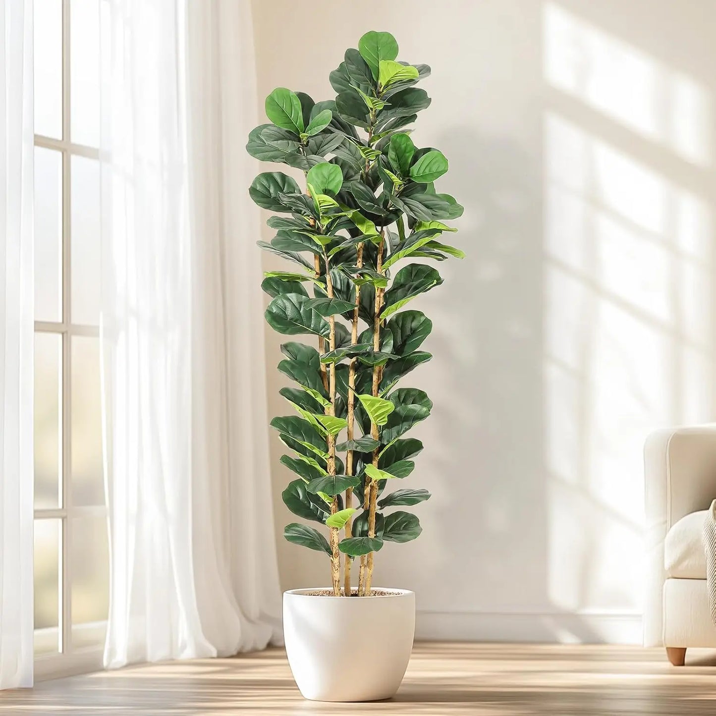 HiMISSCN Fiddle Leaf Fig Tree With Pot Artificial Indoor Plant