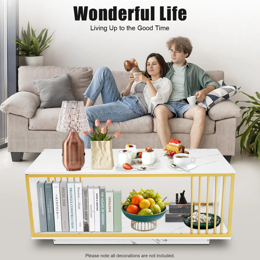 Bymaocar Modern Coffee Table With Spacious Storage for Living Room