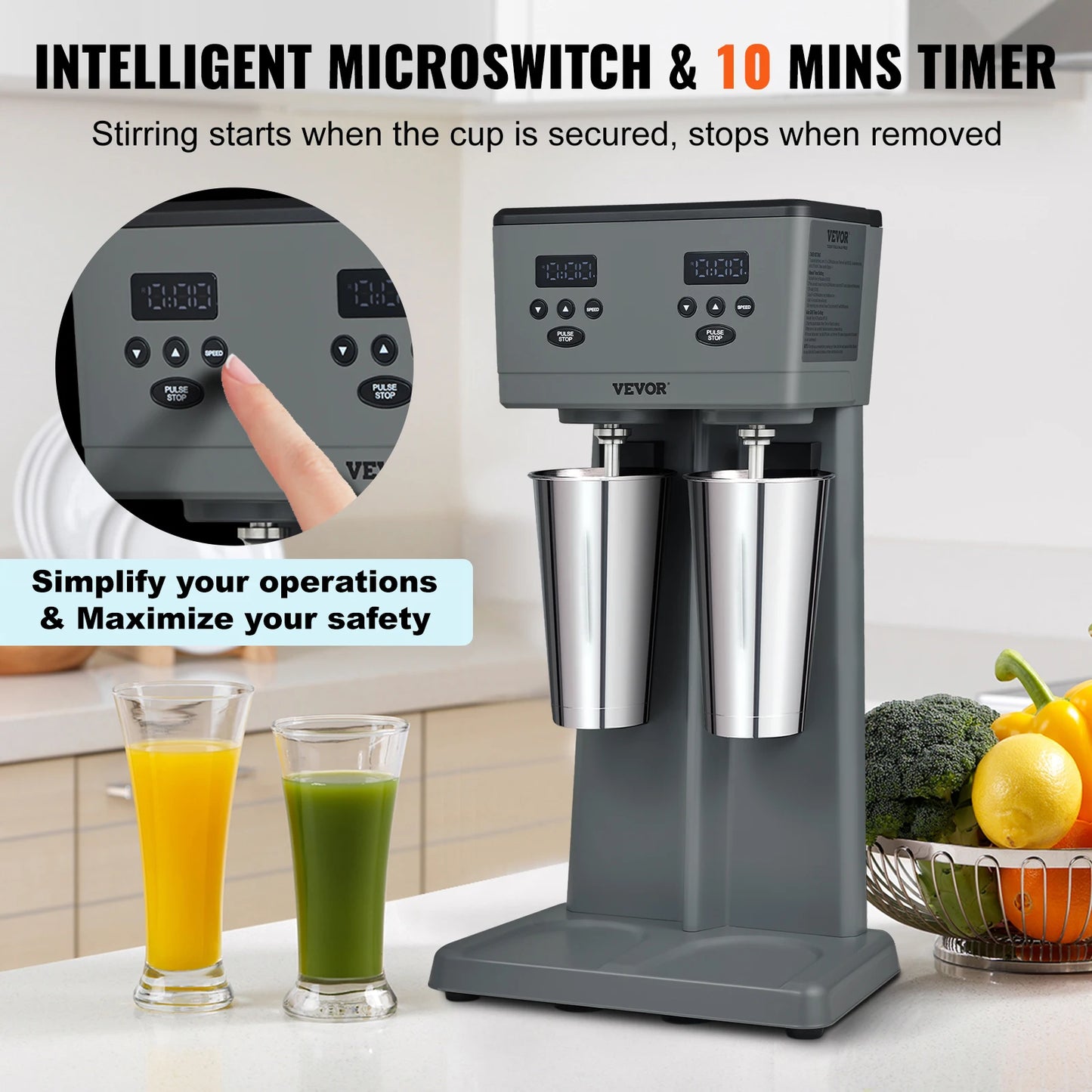 VEVOR Dual Head Milk Shake Maker 375W Commercial Blender
