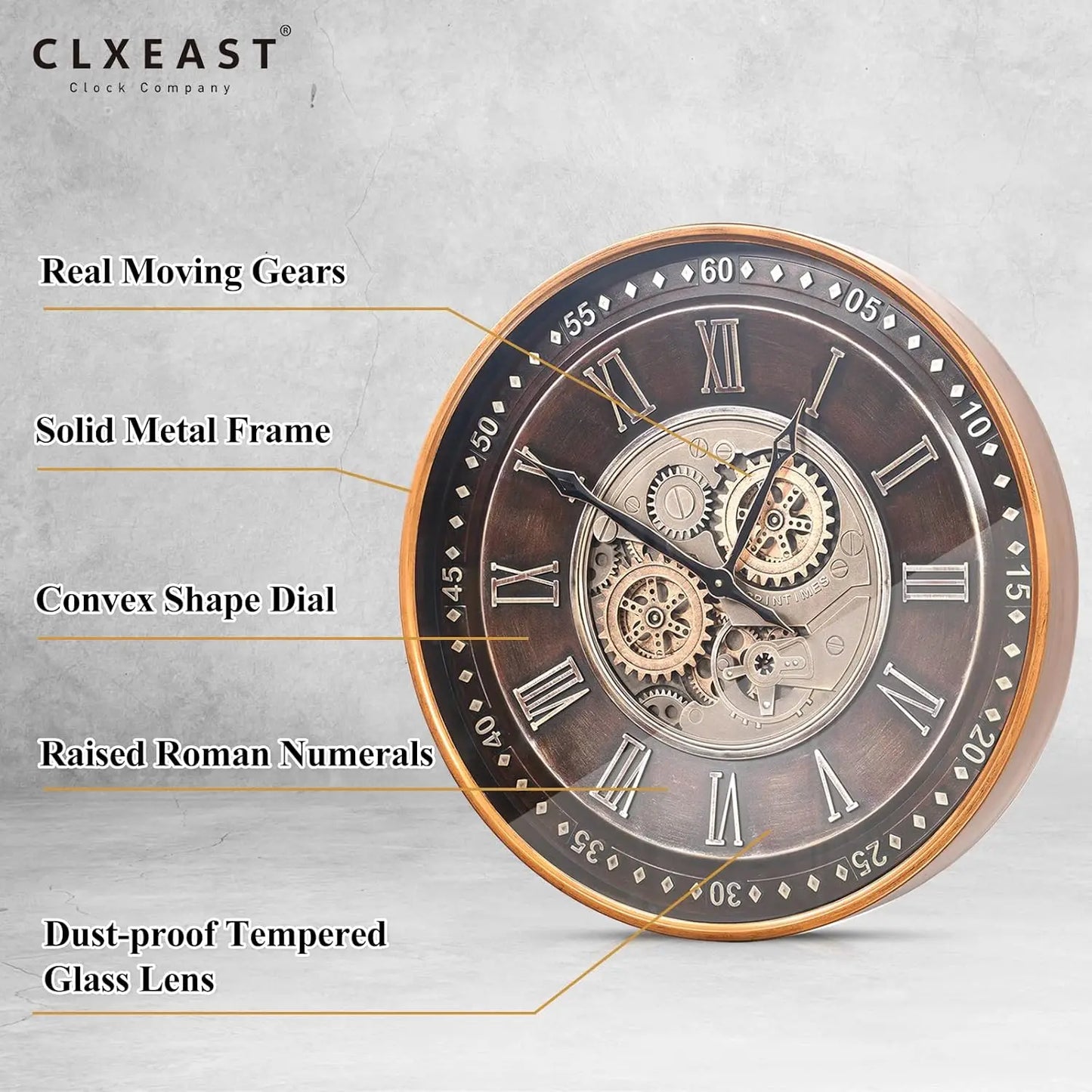 Moving Gear Wall Clock Industrial Steampunk Gear Decor