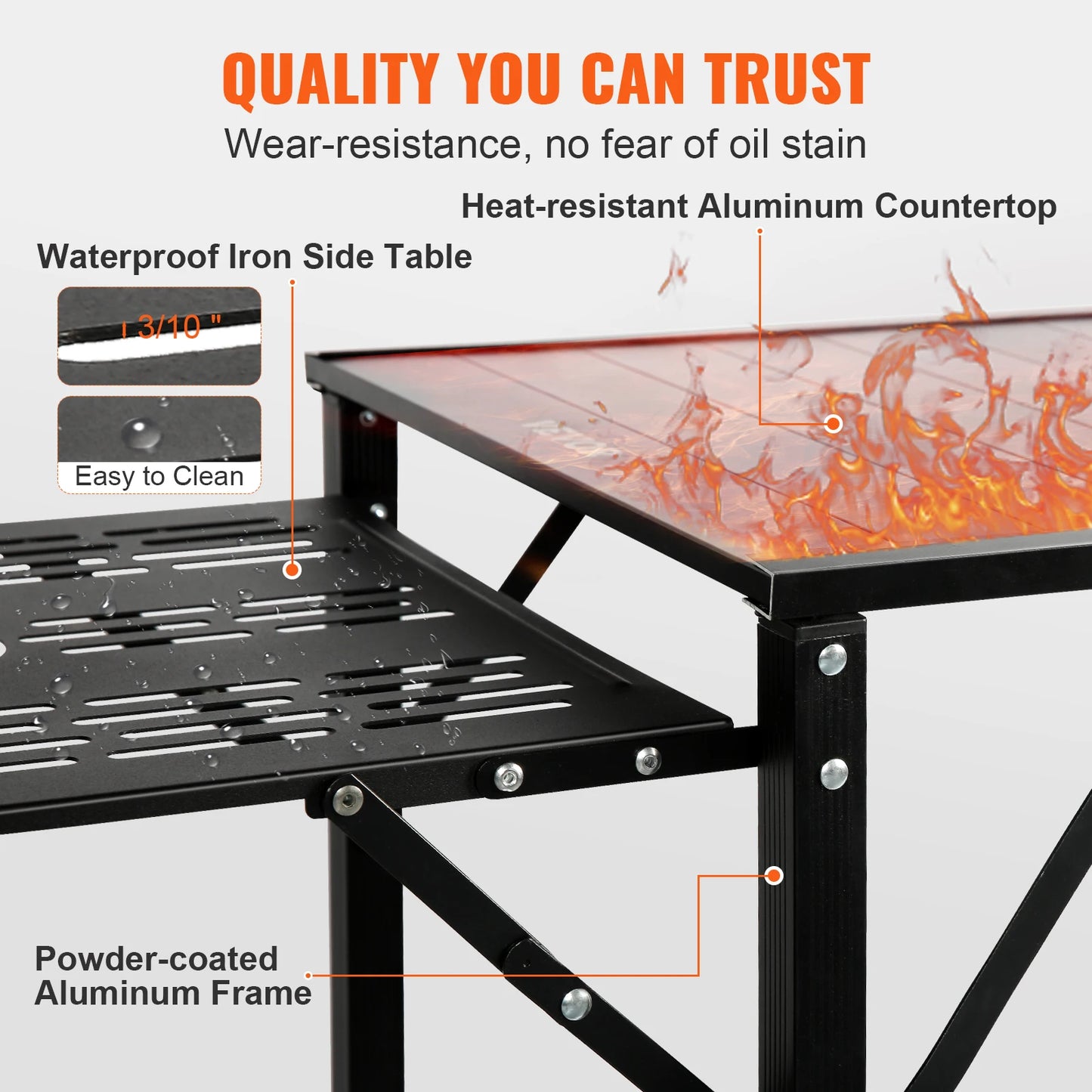 SucceBuy Camping Kitchen Table With Sink Portable Outdoor Cook Station