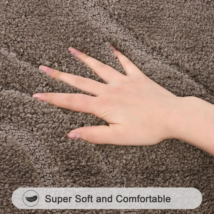XMSJ 5 Piece Bathroom Rug Set Microfiber Non Slip Mats