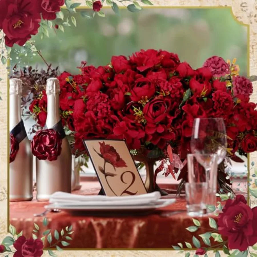 12 Bundles Artificial Roses Bouquets Silk Flowers for Wedding Decor