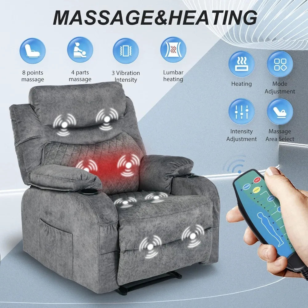 Huanzhuang Overstuffed Heated Massage Recliner Chair