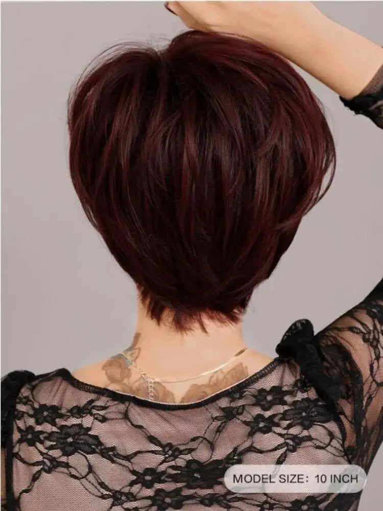 Short Elf Cut Wig With Bangs For Women Synthetic Daily Wear