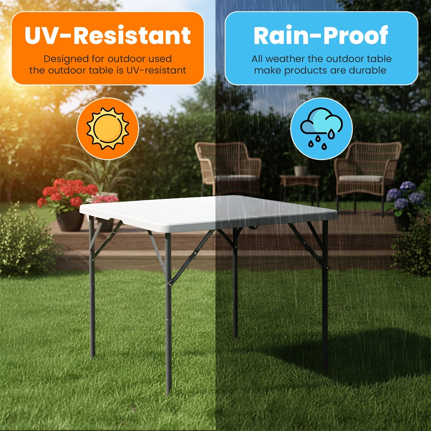 DOPINMIN Folding Outdoor Dining Table Portable Plastic Folding Card Table