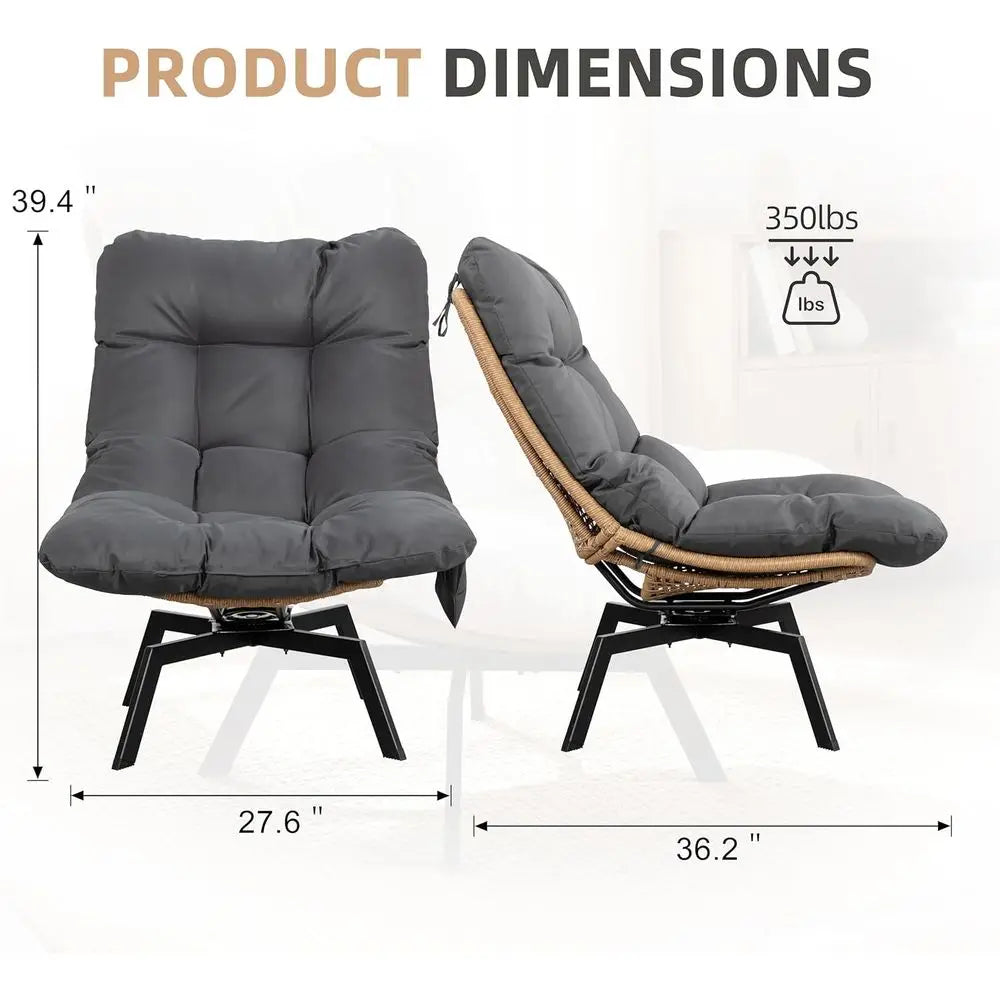 Wicker Swivel Chairs Set Of Two For Living Rooms Bedrooms Balconies
