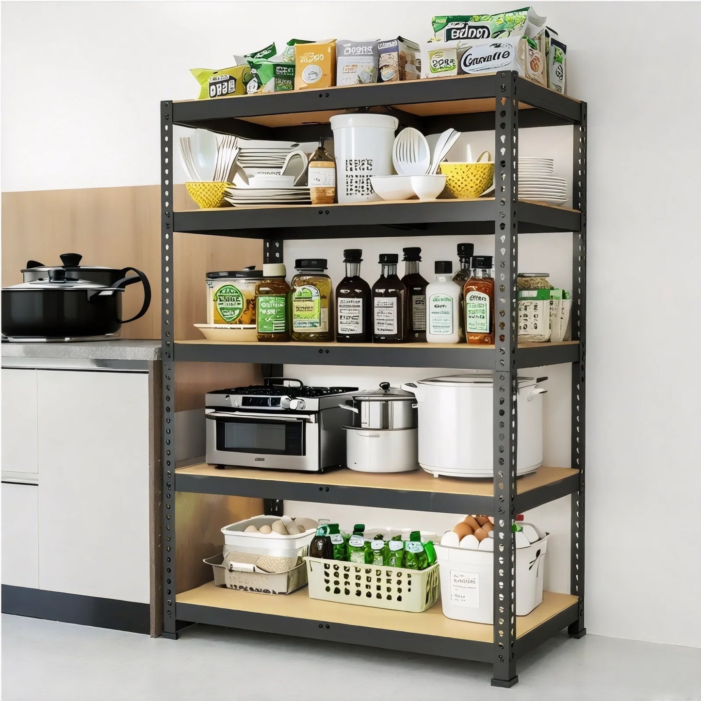 Five Tier Garage Shelving Unit Heavy Duty Adjustable Storage Rack