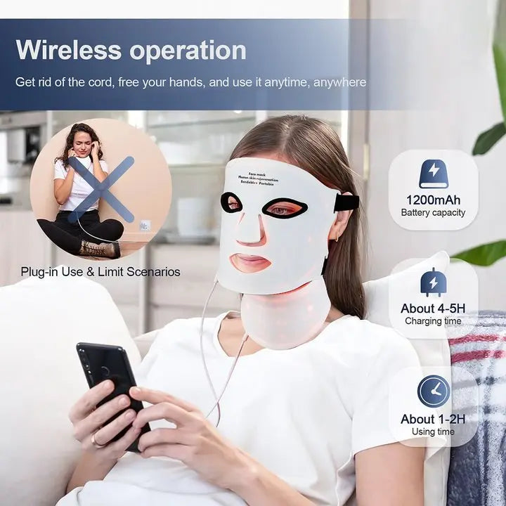 Foreverlily Silicone LED Facial Mask With Neck For Light Therapy