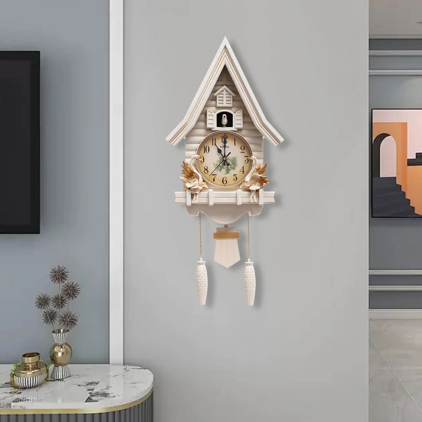 Antique Cuckoo Wall Clock Battery Operated Creative