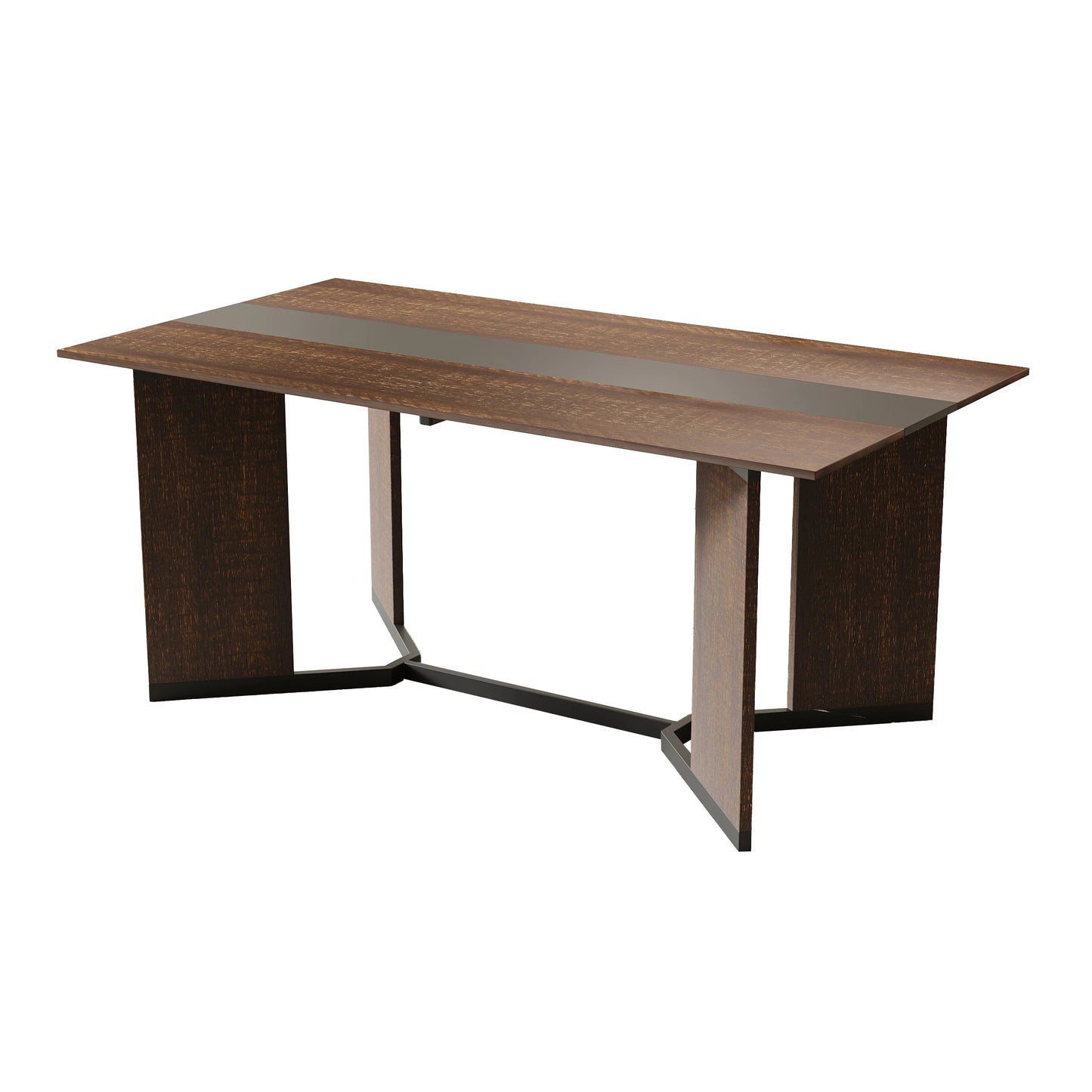 QiaoShiRen Modern Rectangular Dining Table Wooden Top Metal Legs