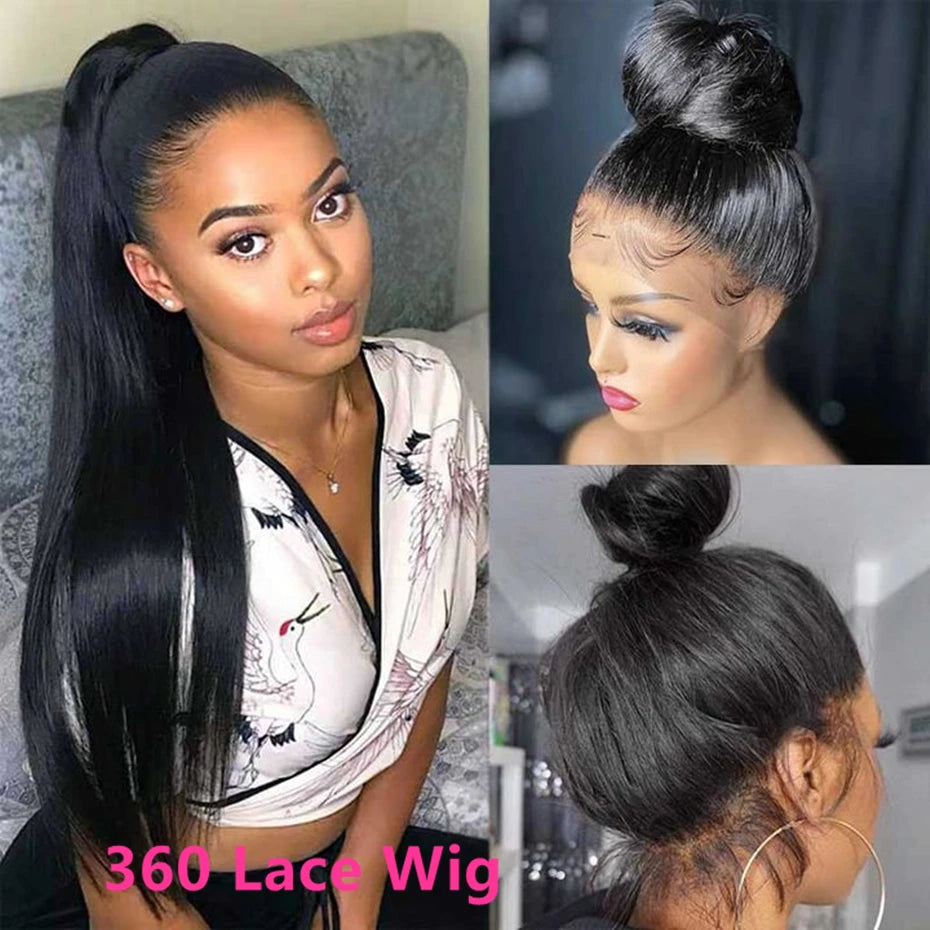 Heyju 360 HD Full Lace Glueless Wig Yaki Straight Lace Front Human Hair