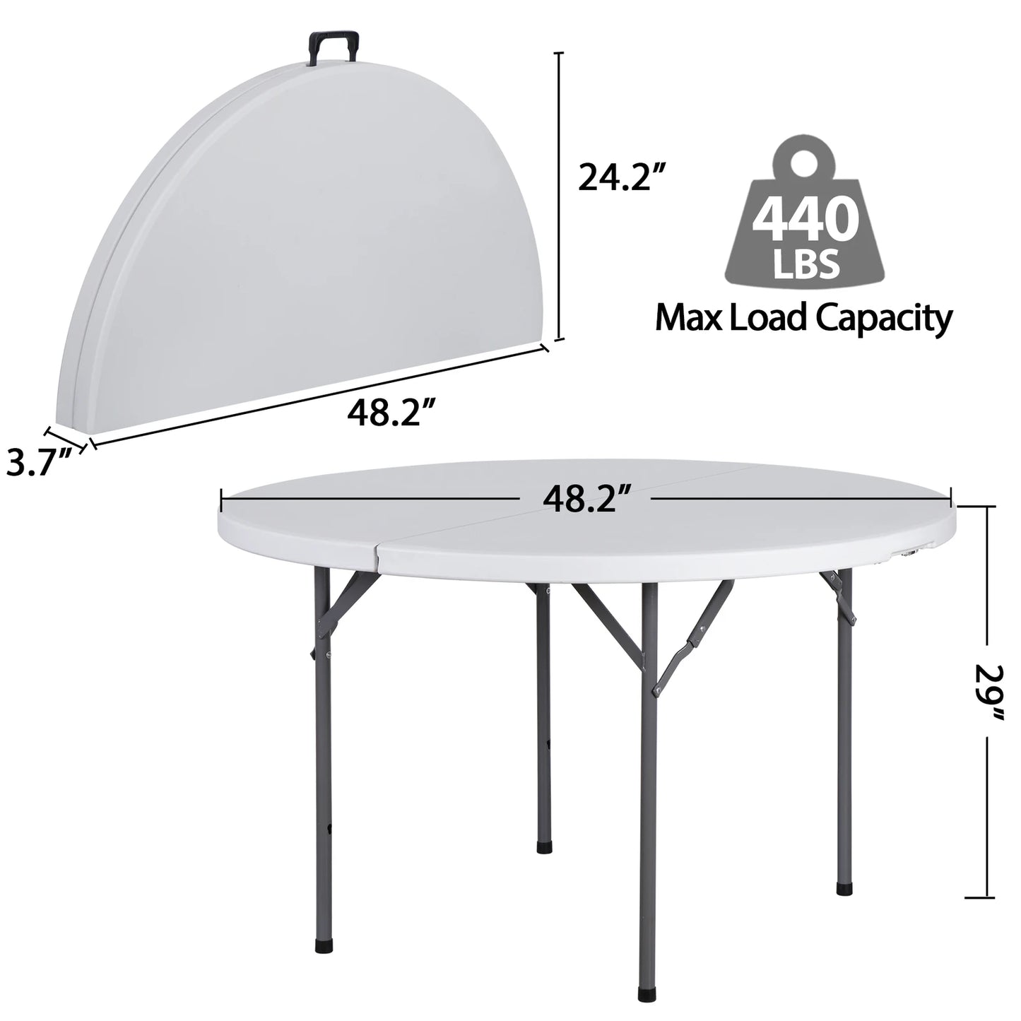 Round Folding Card Table Indoor Outdoor Portable Plastic Camping Table
