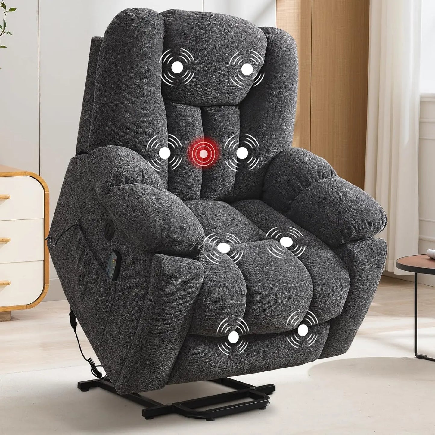 Power Lift Recliner Chair With Massage And Heat For Elderly
