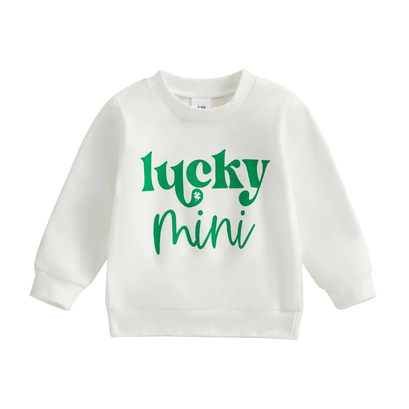 St Patrick Day Family Matching Shamrock Print Sweatshirts For Mom