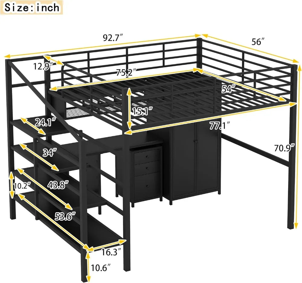 Loft Bed With Desk And Stairs Shelves Wardrobe Unit