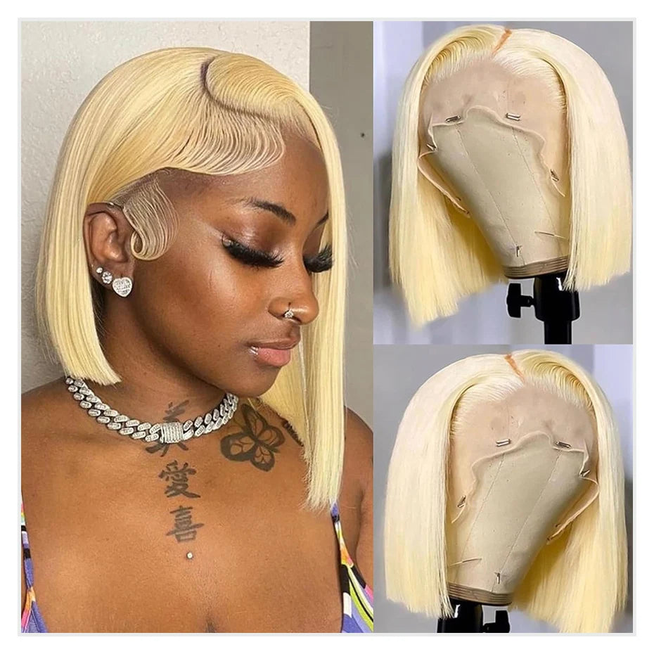 Monstar Remy Brazilian Lace Front Bob Wig For Women Human Hair Pre Plucked