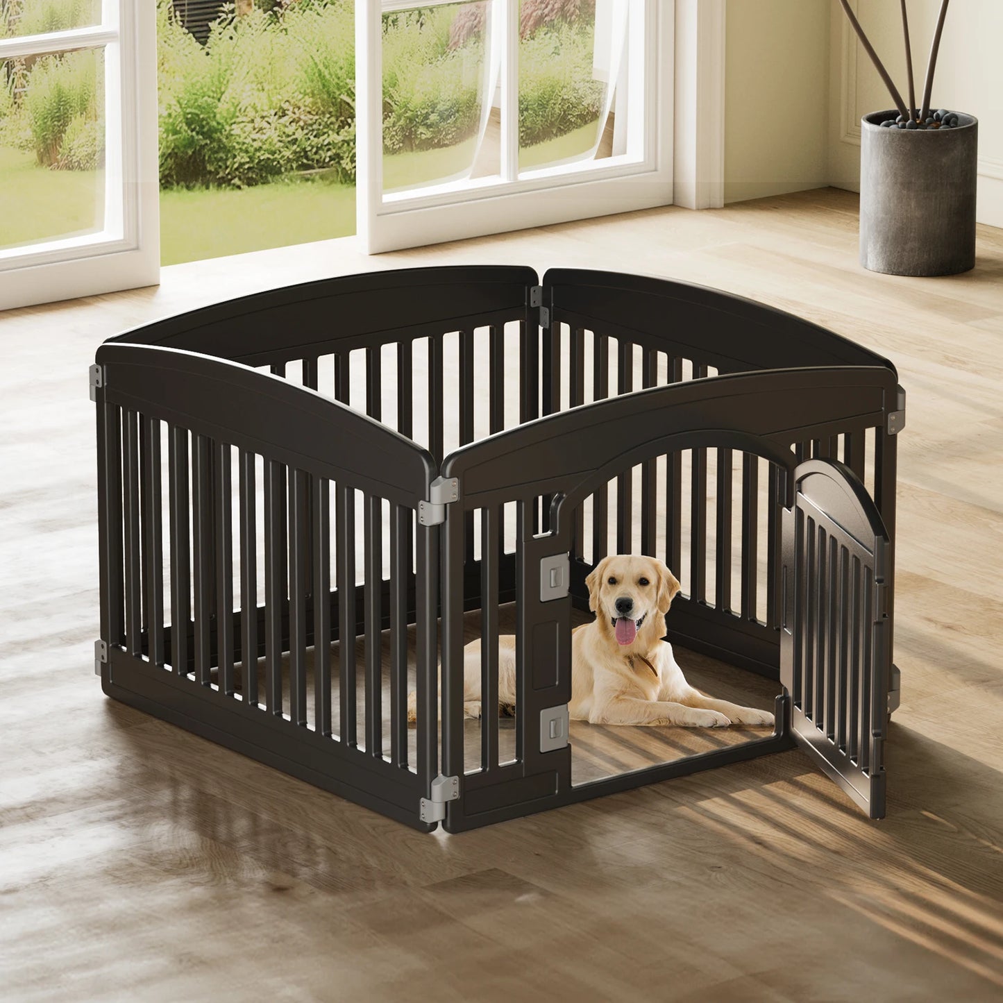 JHK Plastic Dog Playpen Expandable Portable Indoor Outdoor Fence