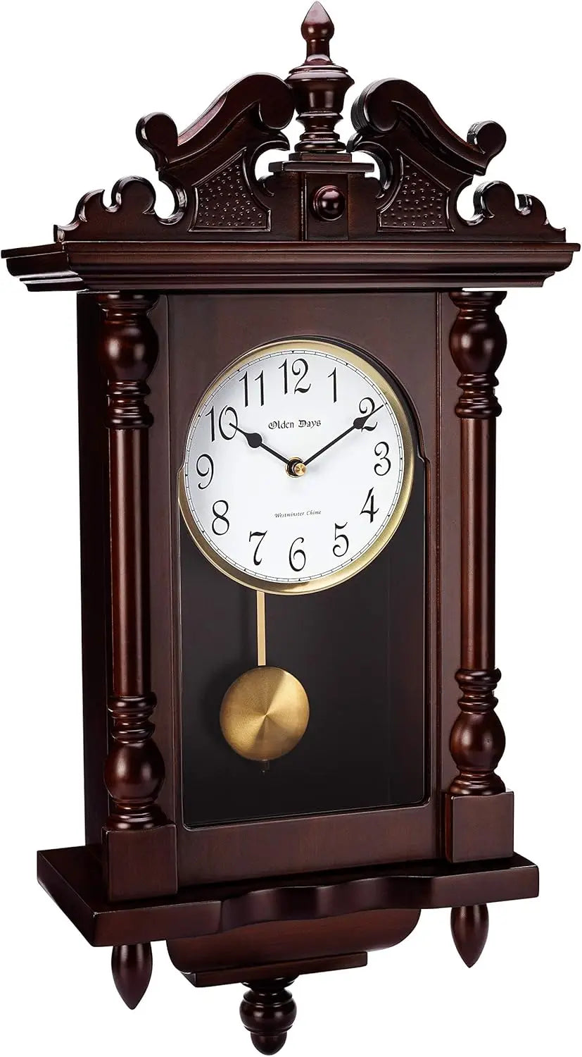 DUTRIEUX Vintage Wall Clock With Real Wood Pendulum Westminster Chimes