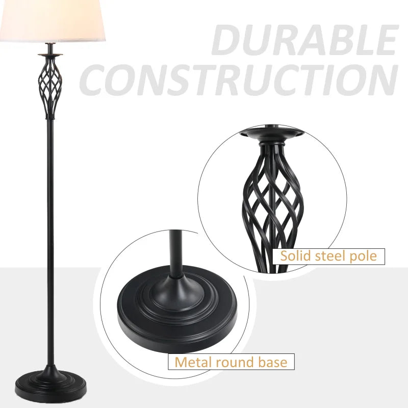 HOMCOM 3 Piece Floor And Table Lamp Set With MetalPole