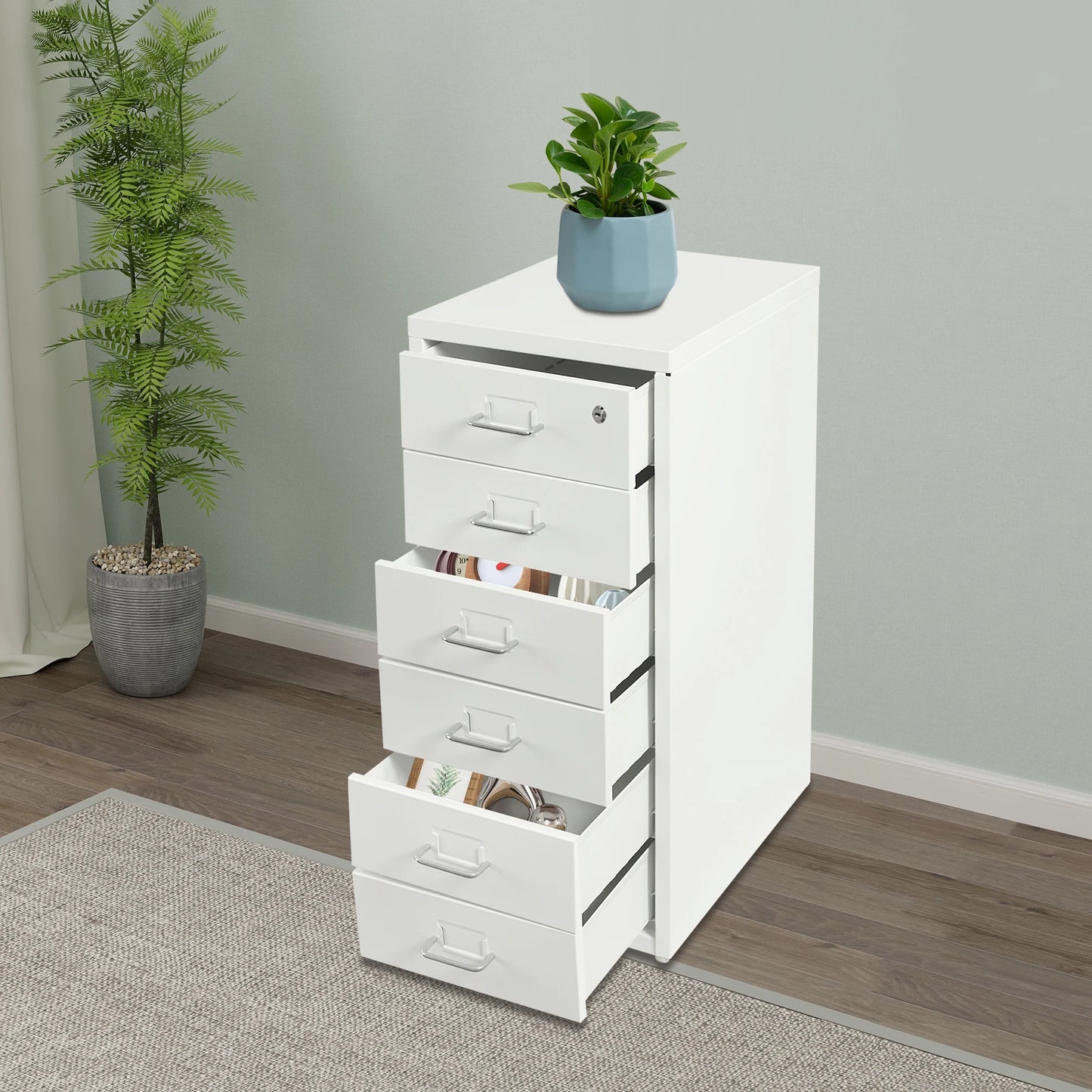 Vertical Filing Cabinet With Lock And Wheels For Office