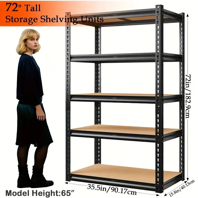 Heavy Duty Garage Racking, 5-Tier Steel Shelving, 2000 Pound Capacity