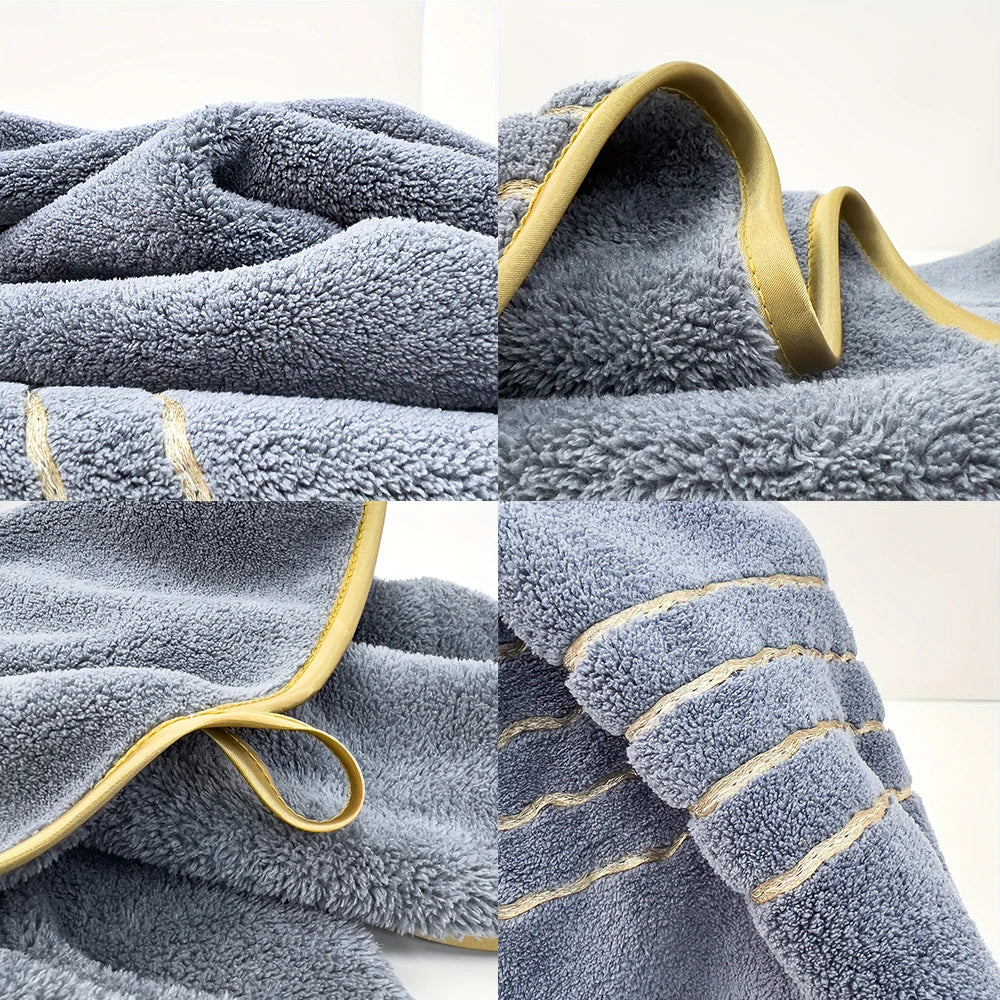 6 Piece Bath Towel Set Polyester Towels Soft Absorbent