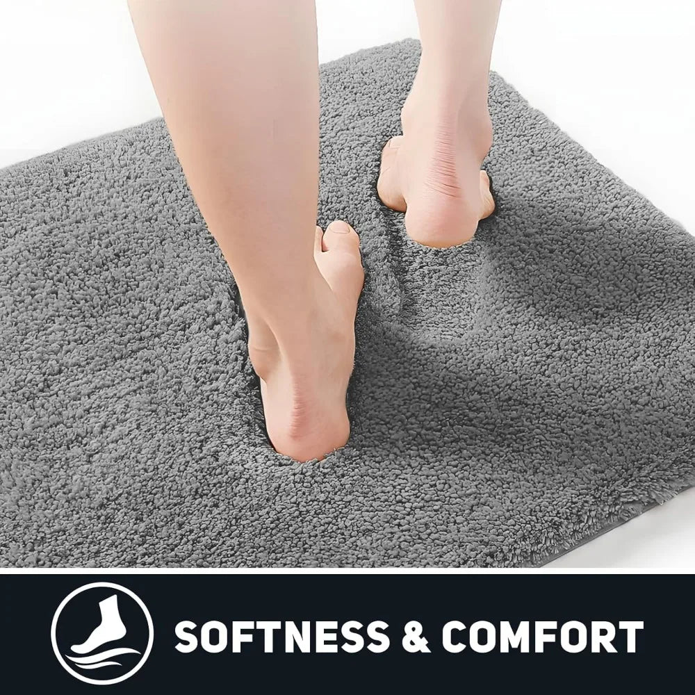 Bathroom Rugs Set 3 Piece Microfiber Non Slip U Shape Tufted Mats