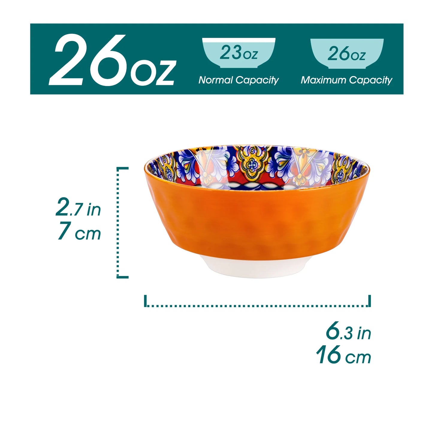MALACASA Ceramic Soup Bowls Set 6 Piece Dishwasher Safe