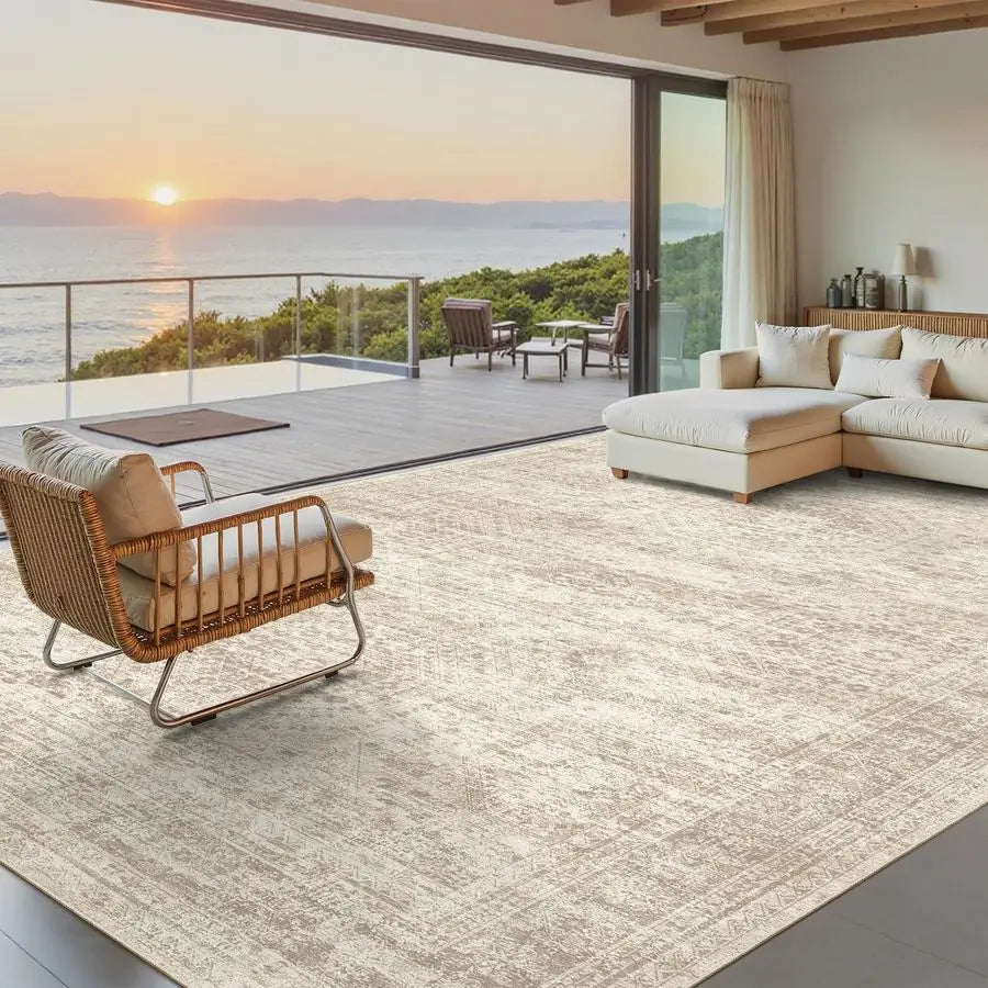 Wool Striped Area Rug With Non Slip Backing Pet Friendly