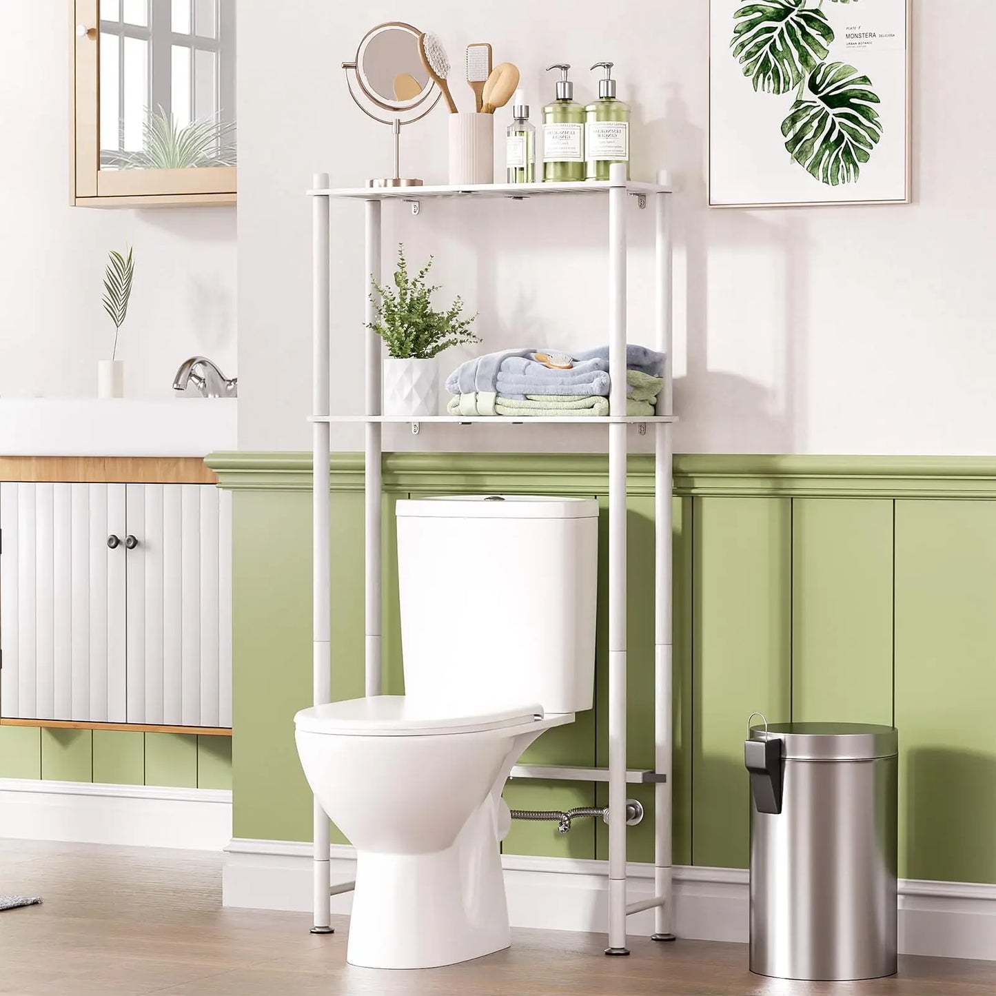 XIUWO Over Toilet Storage Bamboo 3-Tier Organizer Rack