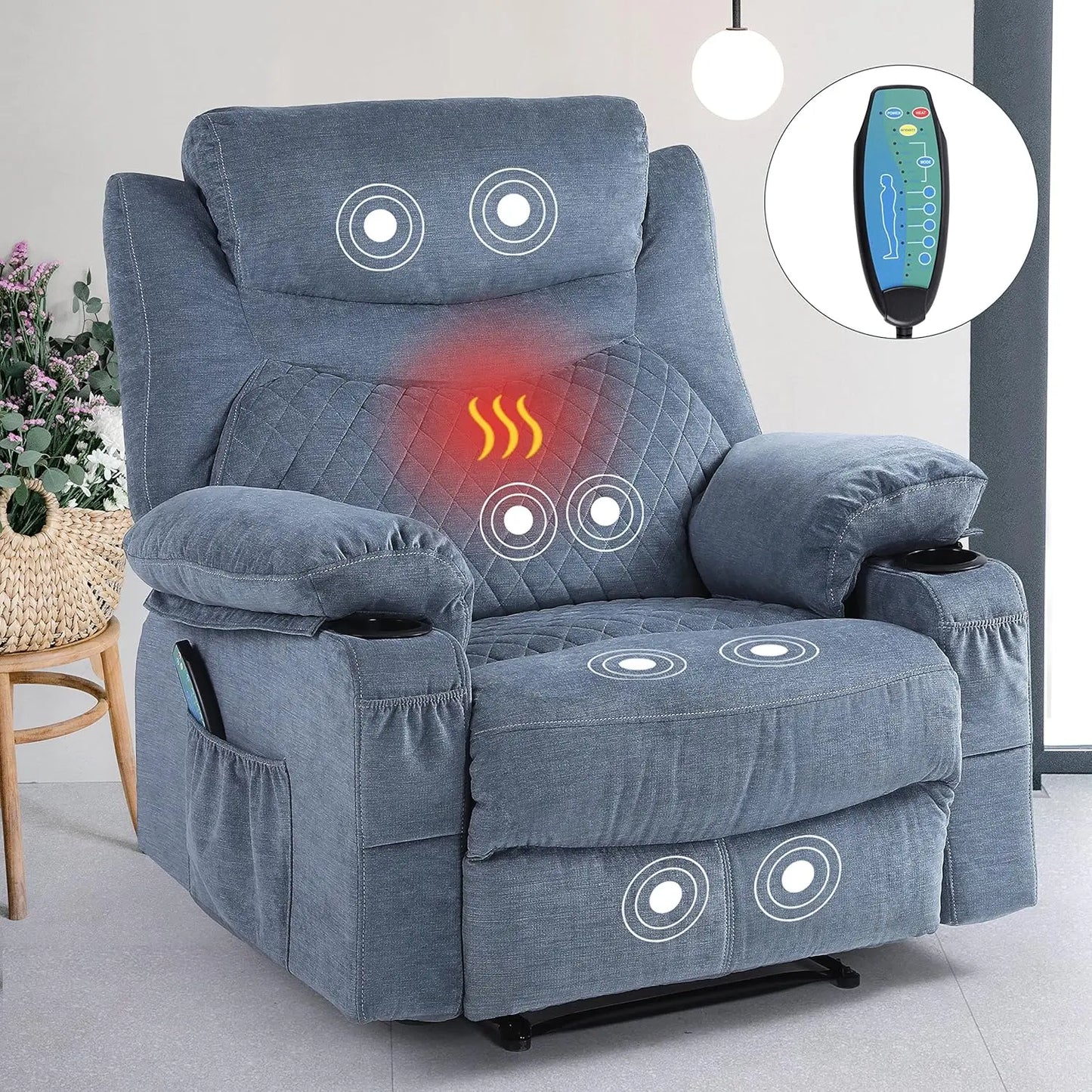 Huanzhuang Overstuffed Heated Massage Recliner Chair