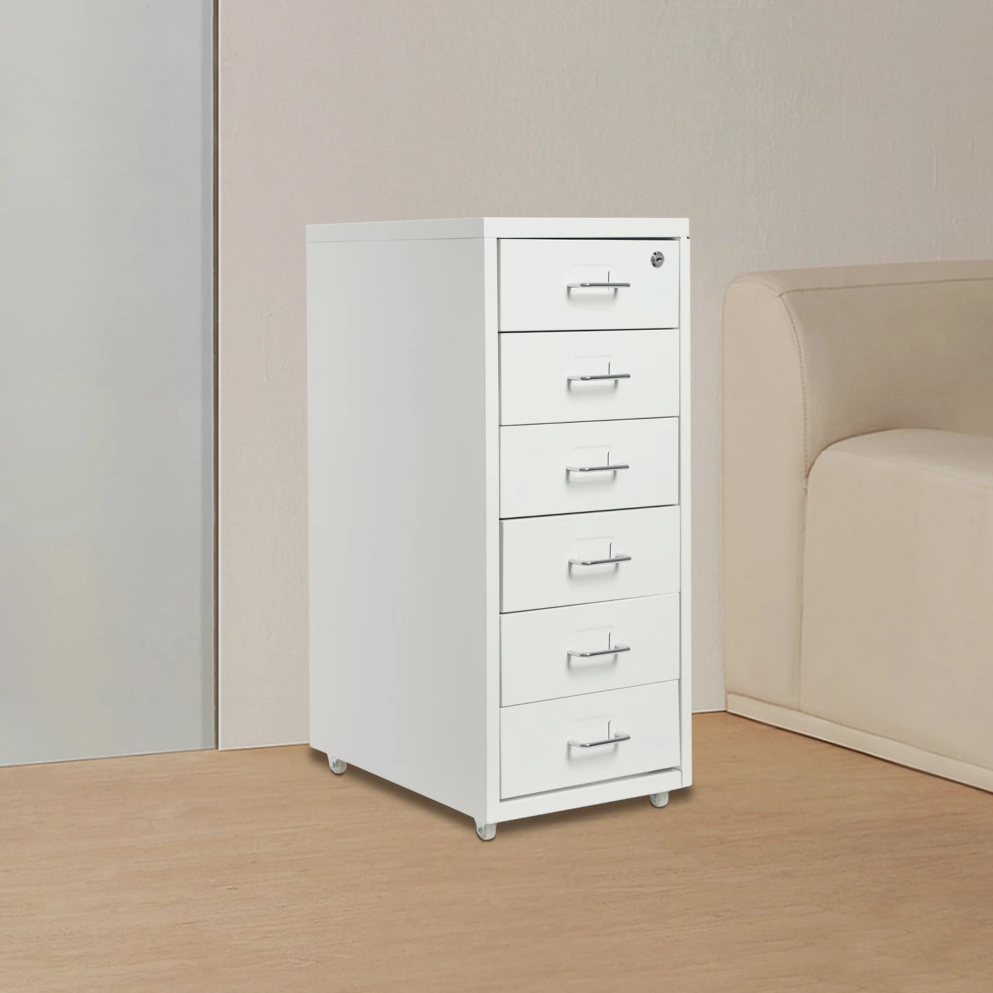 Vertical Filing Cabinet With Lock And Wheels For Office