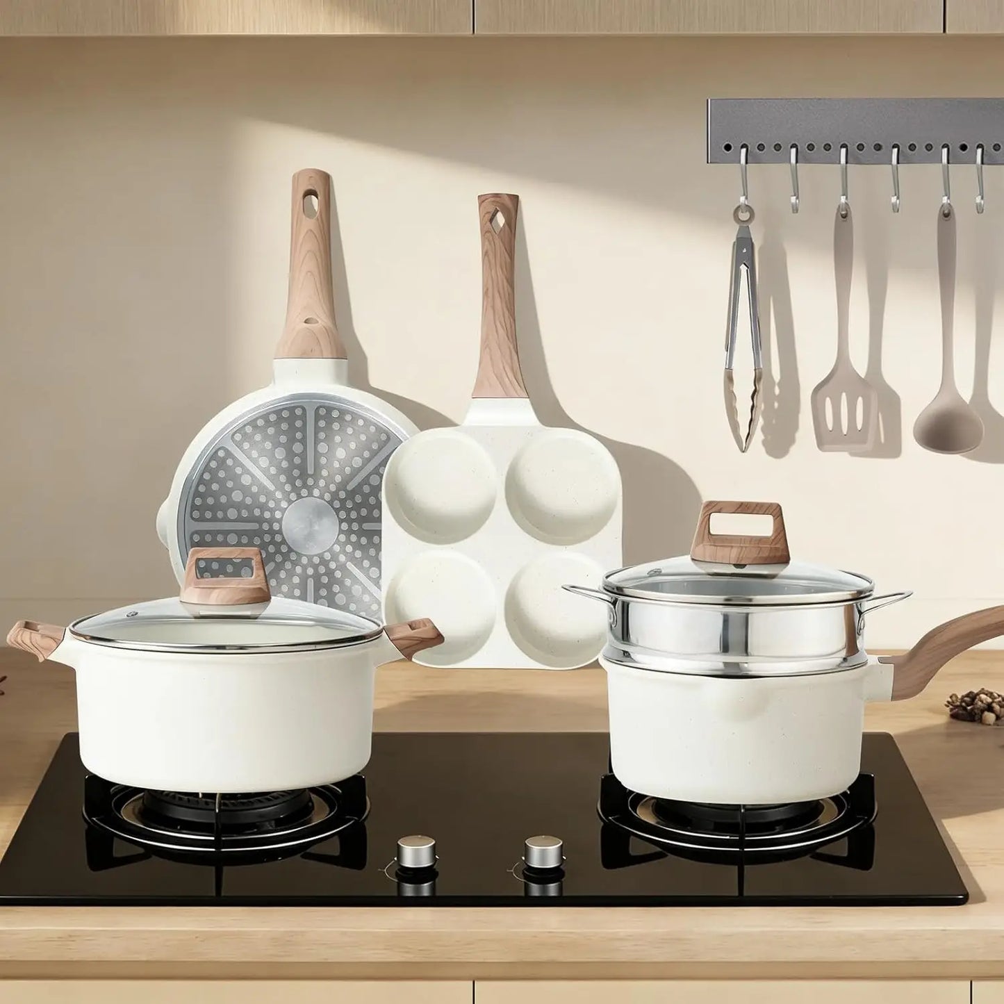 Pots And Pans Set Nonstick Induction RV Cookware Removable Handle