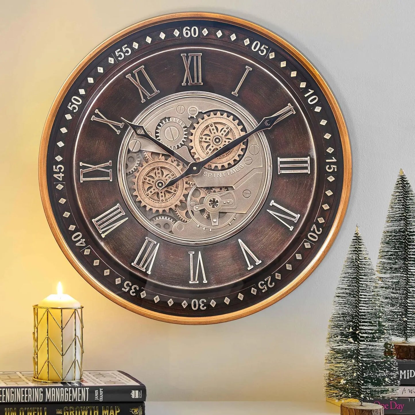 Moving Gear Wall Clock Industrial Steampunk Gear Decor