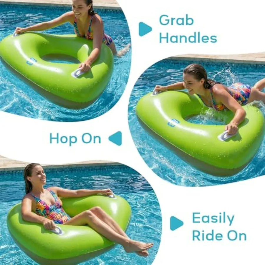 Triangle Inflatable Pool Float Tubes 44 Inch 2 Pack With Handles