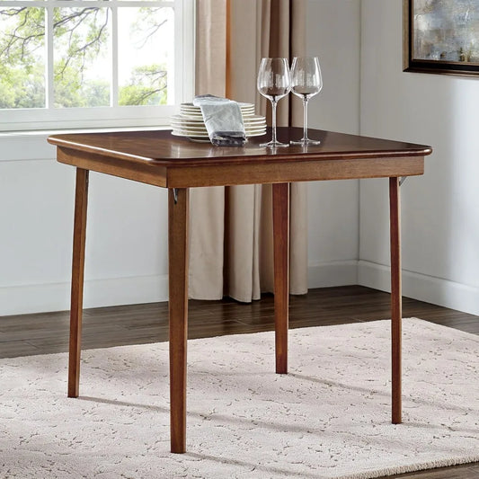 Classic Wood Folding Card Table With Straight Edge Square Design