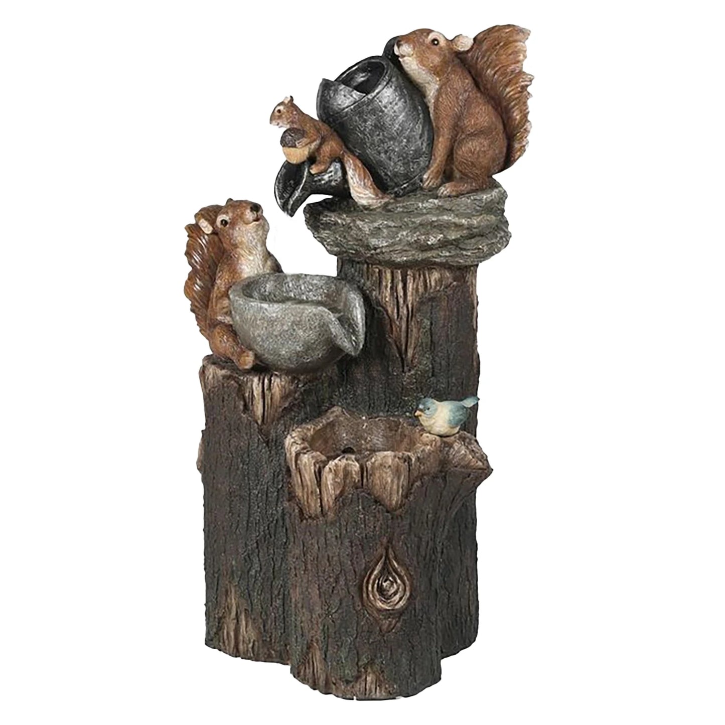 Alloet Duck and Squirrel Water Fountain Ornament for Garden Decor