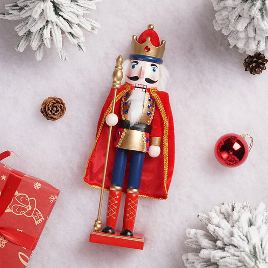 Majestic King Nutcracker Soldier With Cloak Festive Wooden Statue