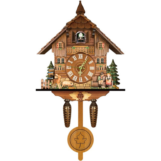 Cuckoo Wall Clock Traditional Chalet Forest House Pendulum Quartz Clock