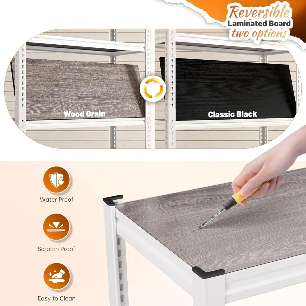 5 Tier Storage Shelves, 2500LBS Adjustable Metal Shelving Unit, White Shelves for Pantry, Kitchen, Garage,, Customized